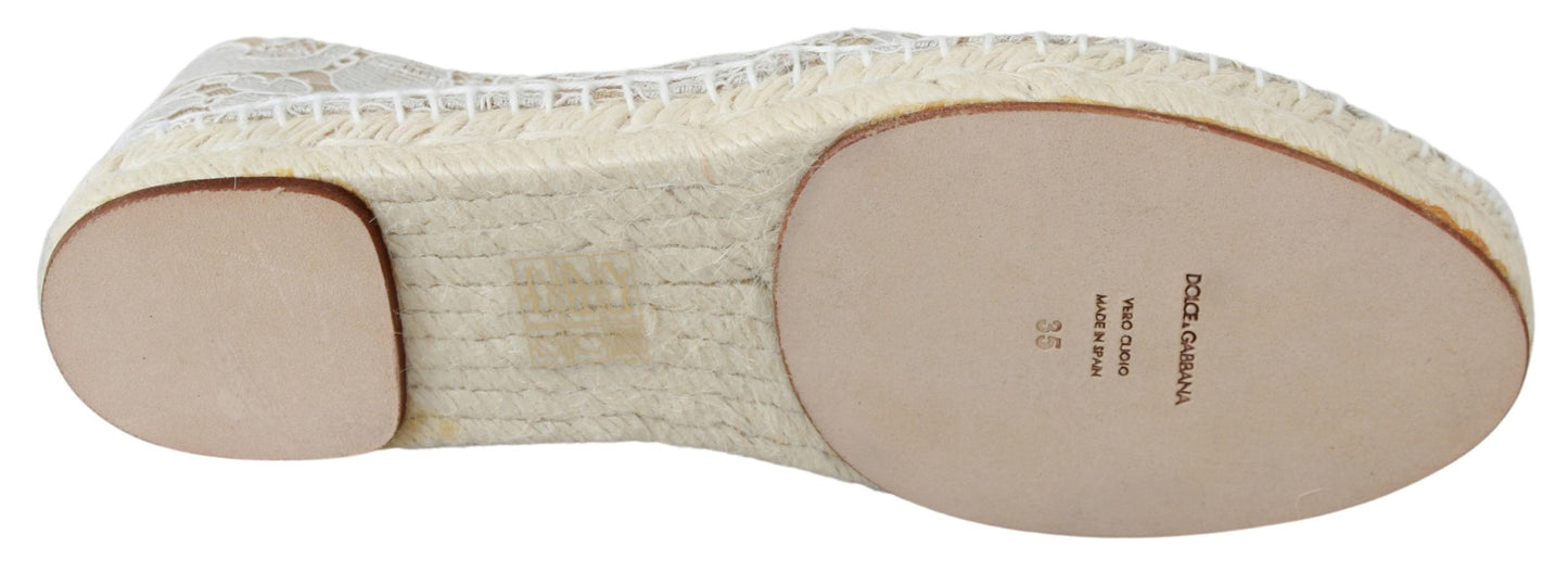 Dolce & Gabbana Elegant Beige Espadrilles Flat Shoes