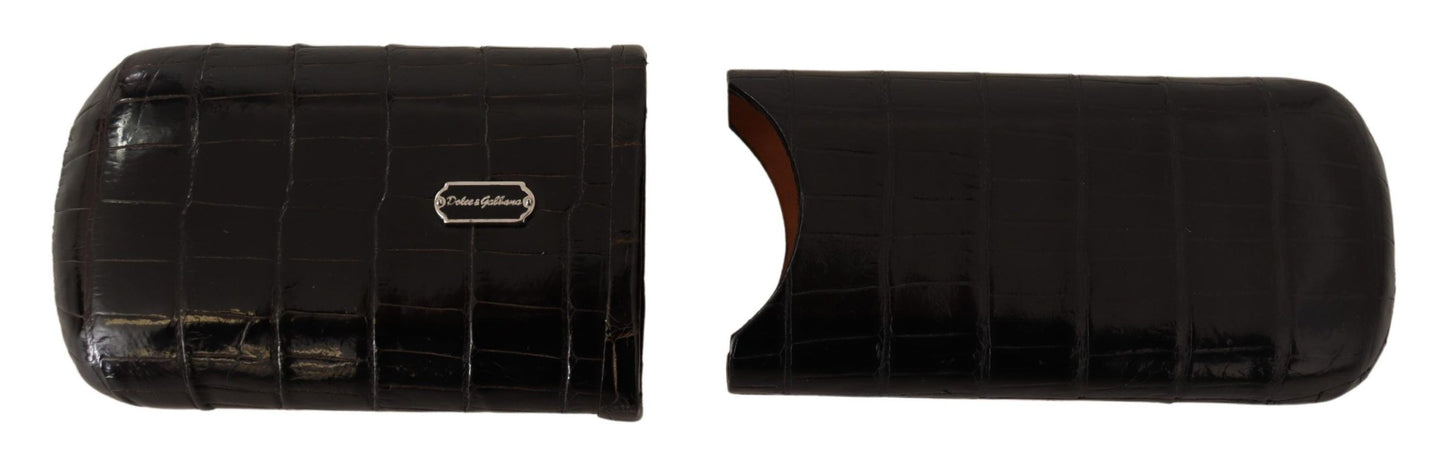 Dolce & Gabbana Elegant Dual Slot Crocodile Leather Cigar Case