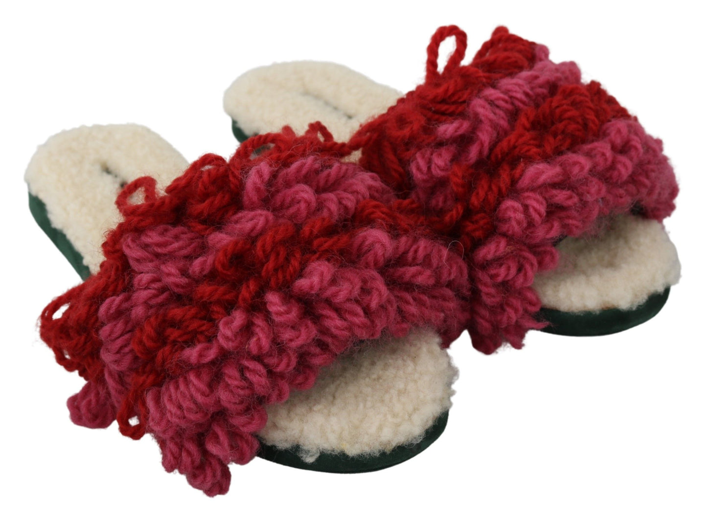 Dolce & Gabbana Chic Red Suede Slippers with Shearling Lining