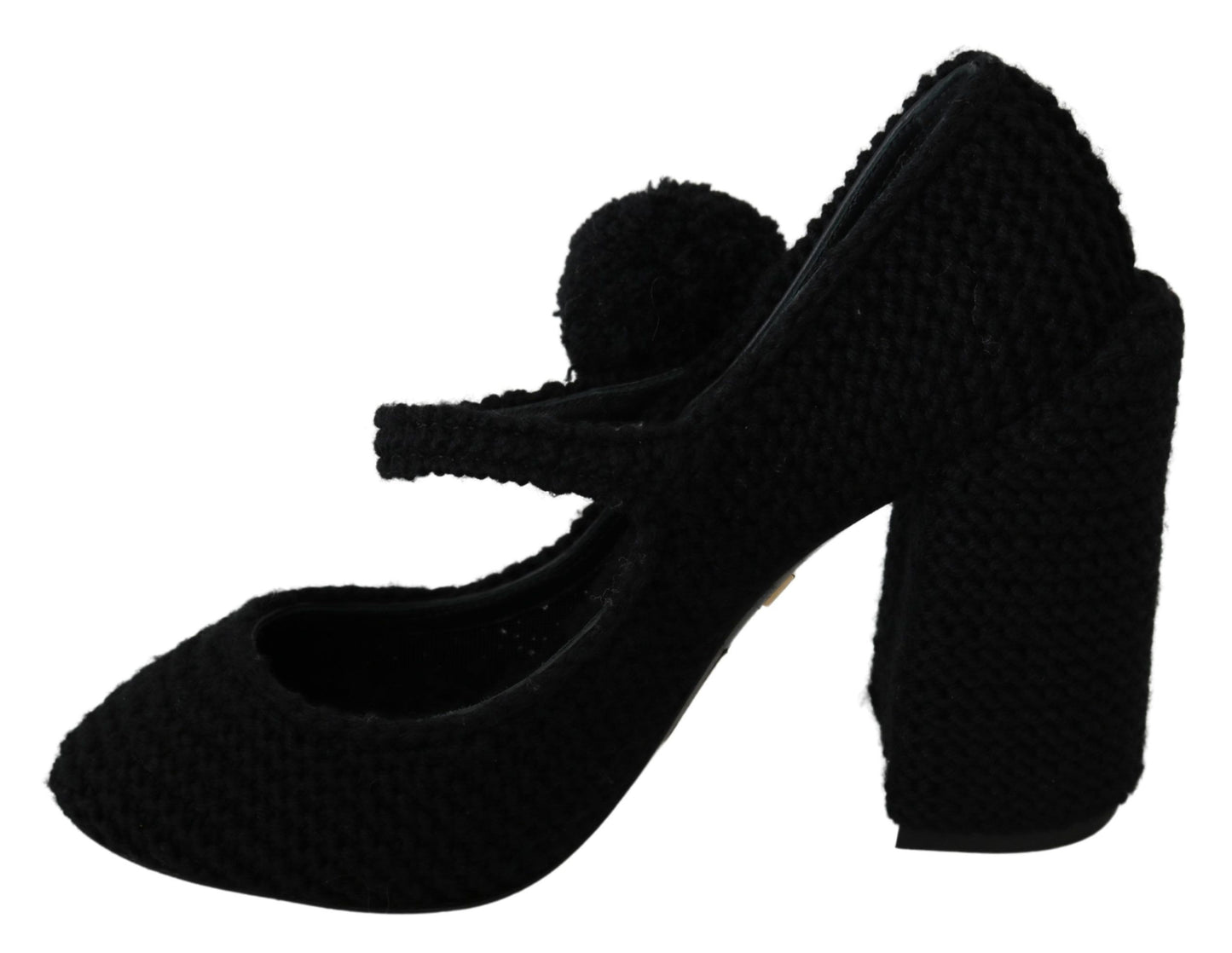 Dolce & Gabbana Chic Black Wool-Knitted Mary Janes Pumps