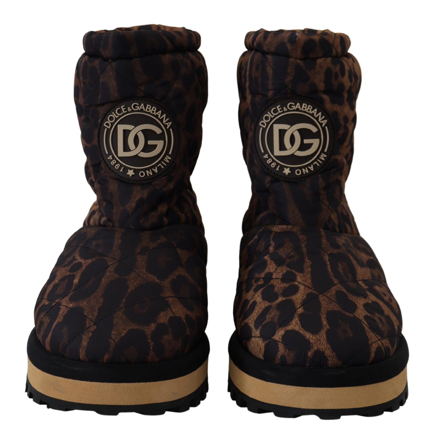 Dolce & Gabbana Brown Leopard Boots Padded Mid Calf Shoes