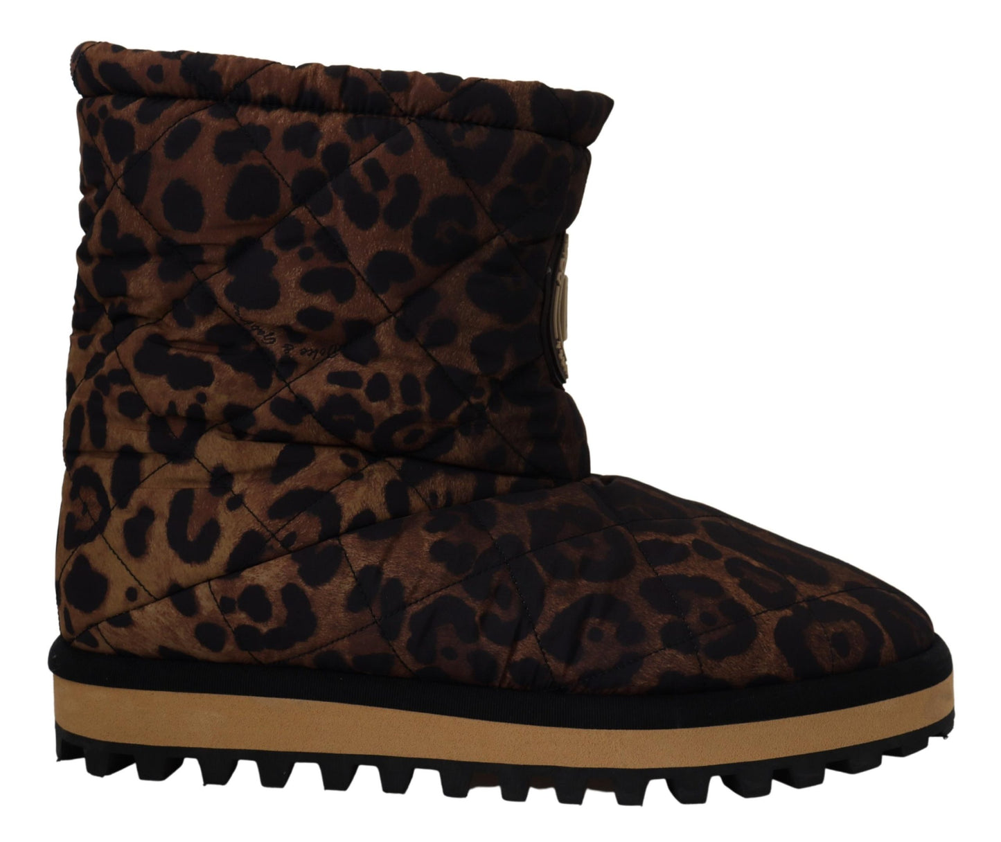 Dolce & Gabbana Brown Leopard Boots Padded Mid Calf Shoes