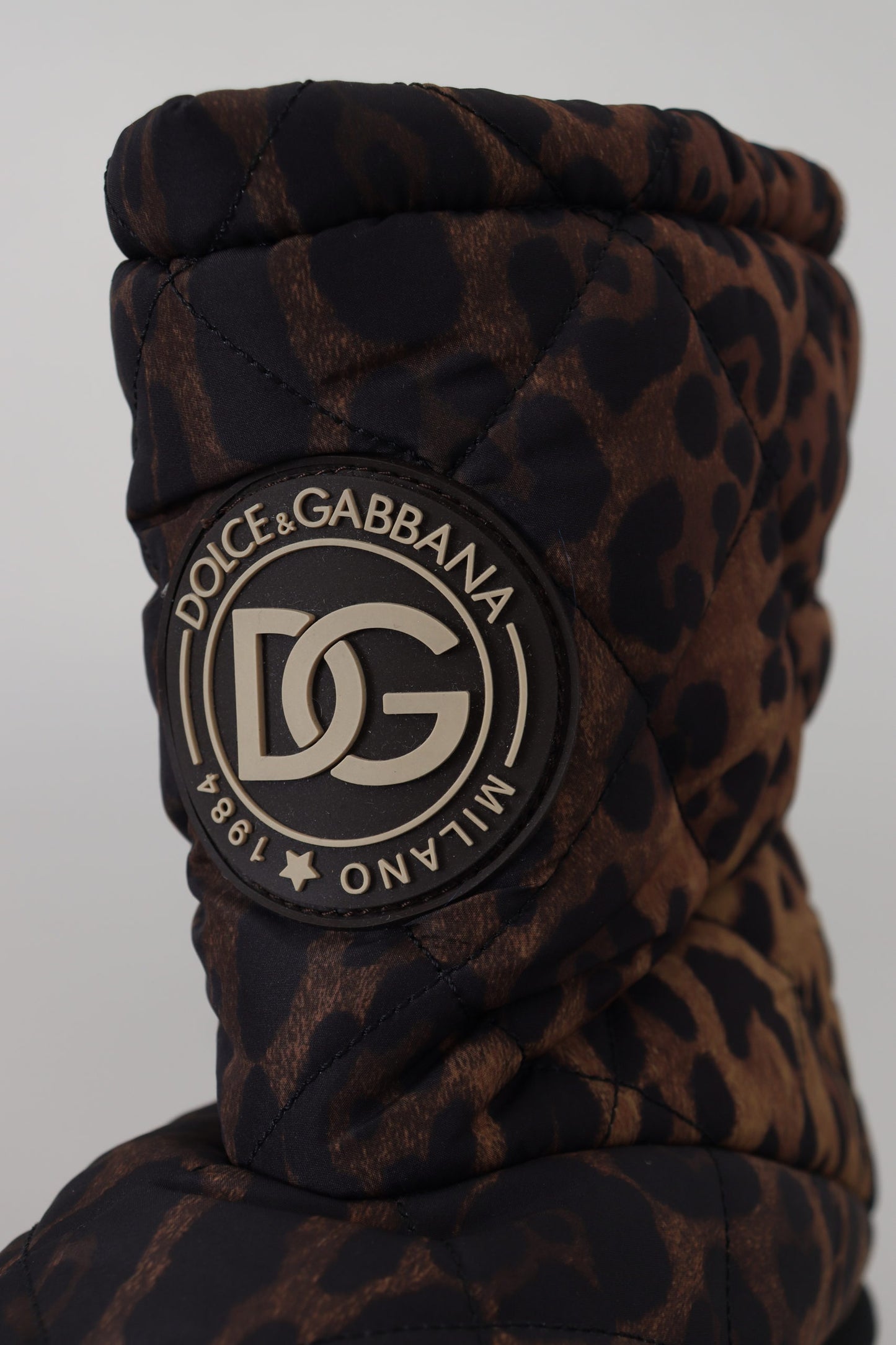 Dolce & Gabbana Brown Leopard Boots Padded Mid Calf Shoes