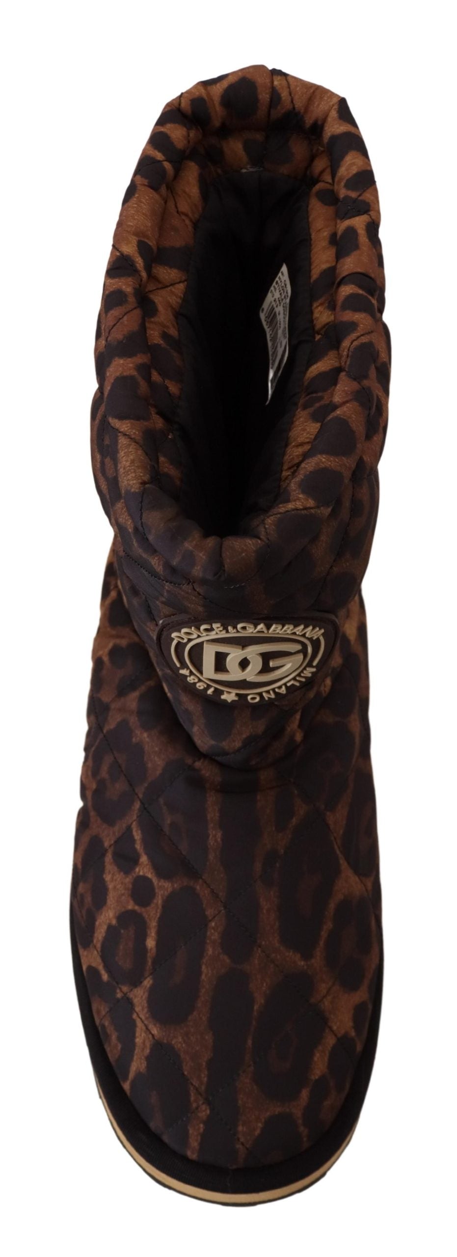 Dolce & Gabbana Brown Leopard Boots Padded Mid Calf Shoes