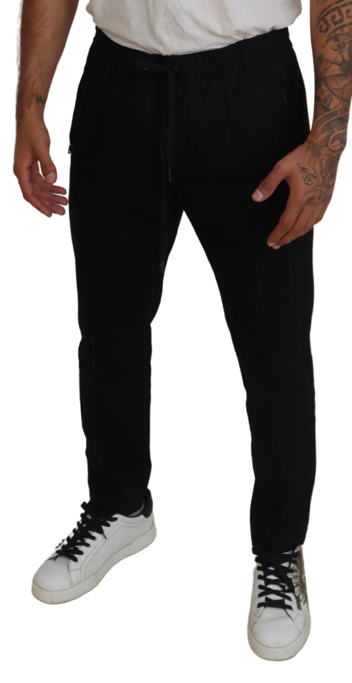 Dolce & Gabbana Elegant Black Jogger Pants with Logo Detail