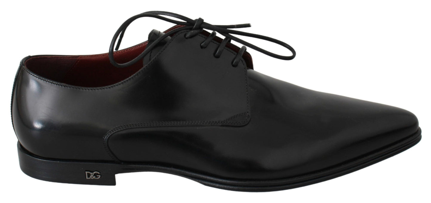 Dolce & Gabbana Elegant Black Leather Derby Dress Shoes