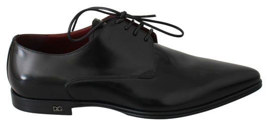 Dolce & Gabbana Elegant Black Leather Derby Dress Shoes