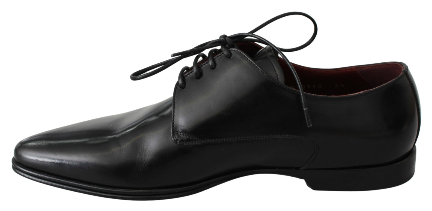 Dolce & Gabbana Elegant Black Leather Derby Dress Shoes