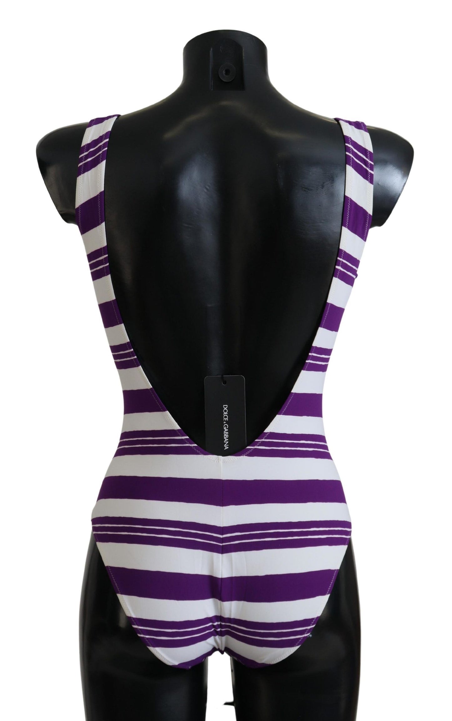 Dolce & Gabbana Chic Purple Striped One-Piece Swimsuit