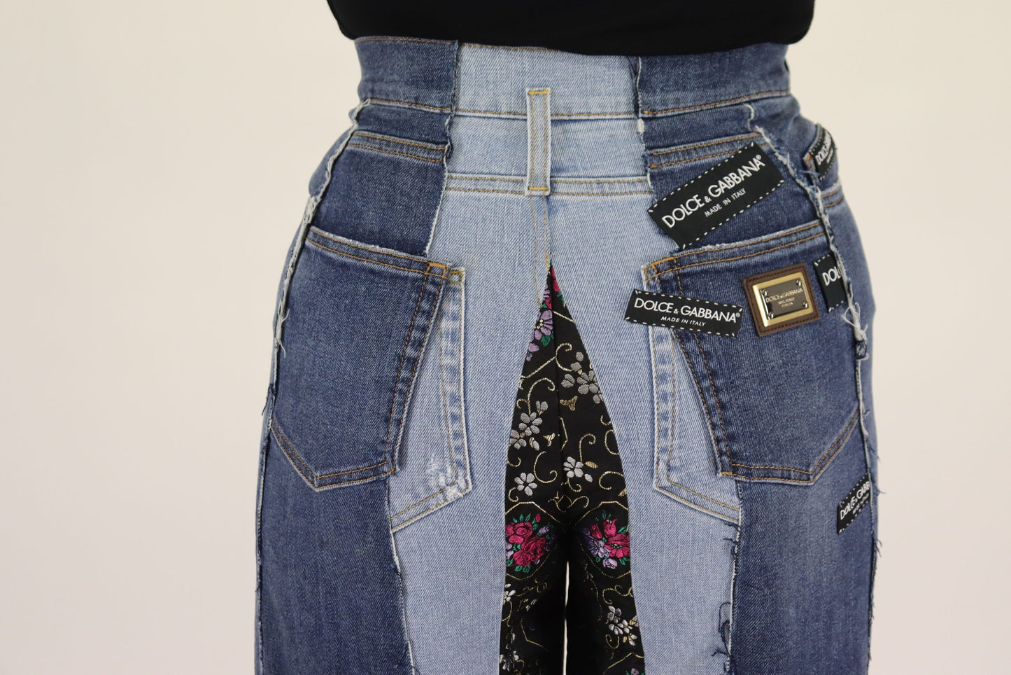 Dolce & Gabbana High-Waist Multicolor Wide-Cut Jeans