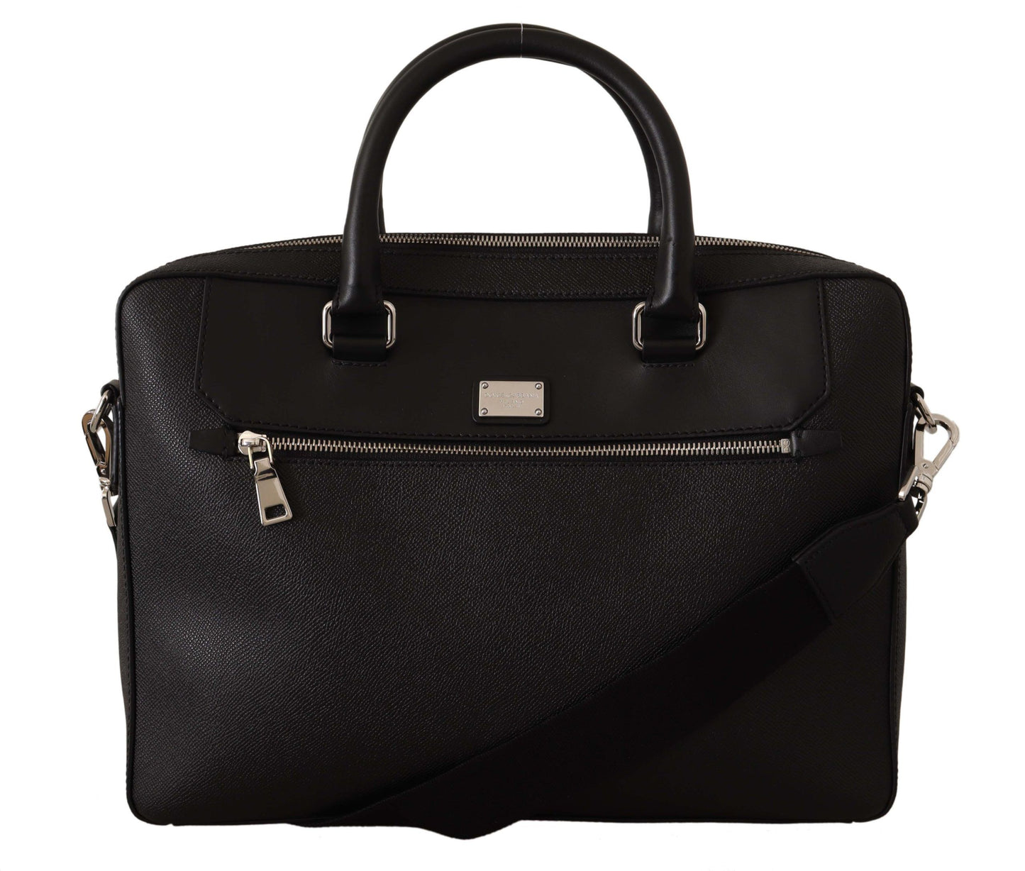 Dolce & Gabbana Sleek Black Leather Messenger Bag