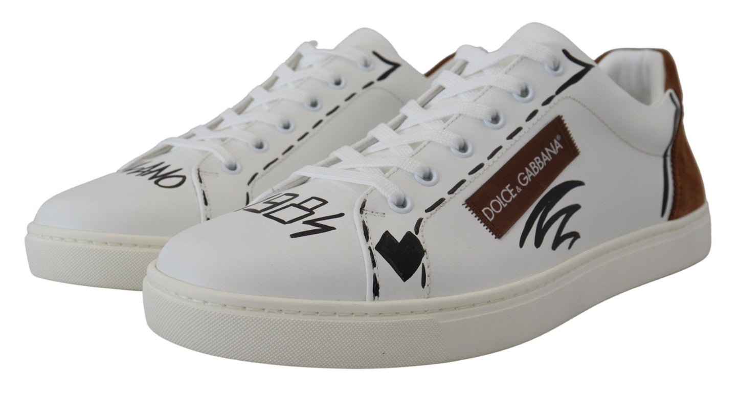 Dolce & Gabbana Elegant White Leather Casual Sneakers