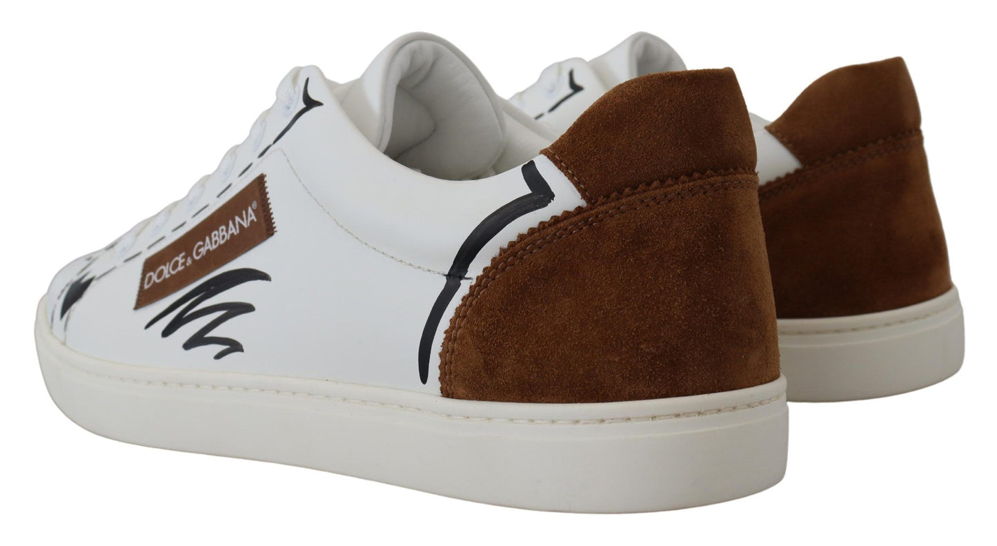 Dolce & Gabbana Elegant White Leather Casual Sneakers