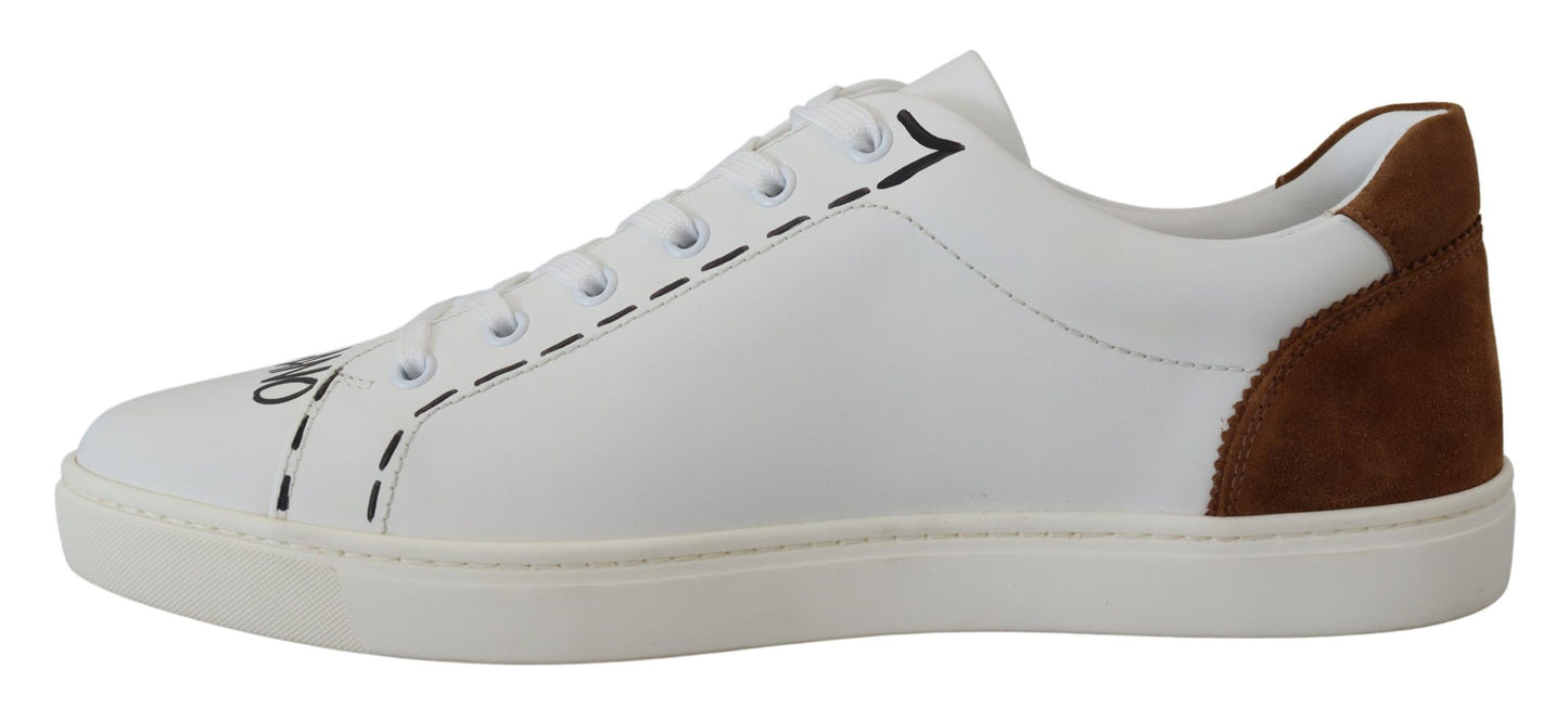 Dolce & Gabbana Elegant White Leather Casual Sneakers