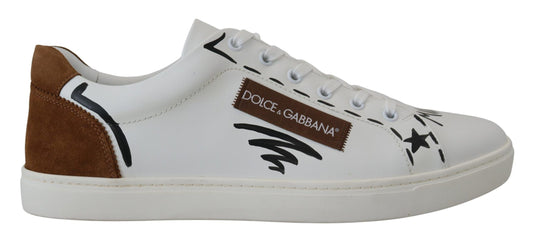 Dolce & Gabbana Elegant White Leather Casual Sneakers