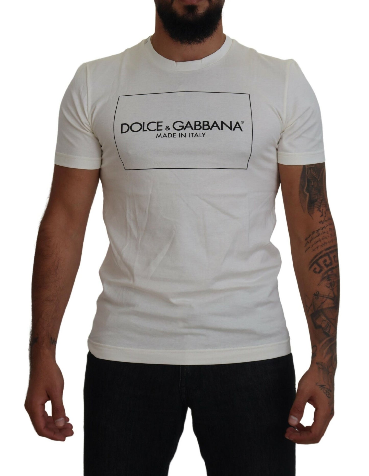 Dolce & Gabbana Elegant Off-White Crew Neck Tee