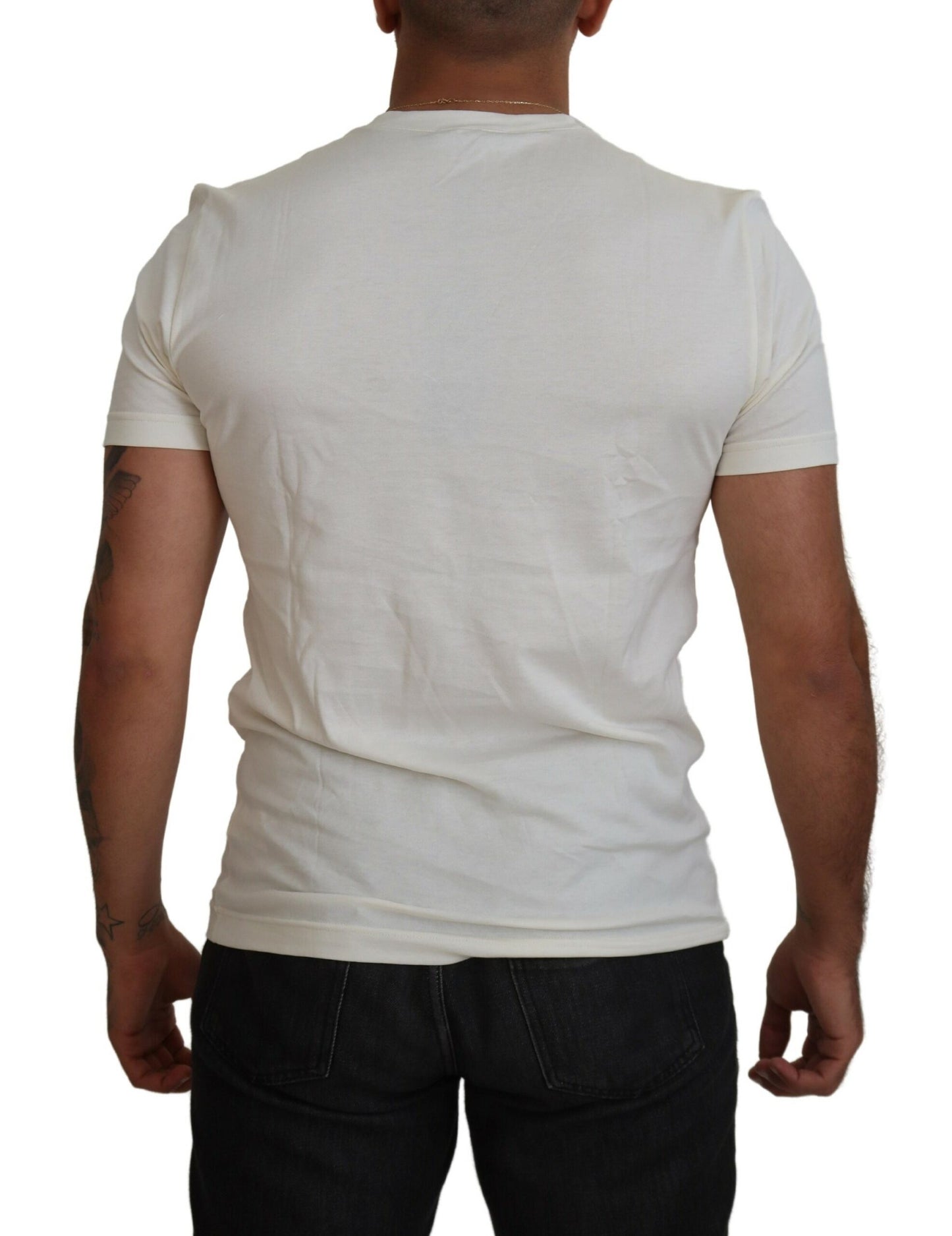 Dolce & Gabbana Elegant Off-White Crew Neck Tee