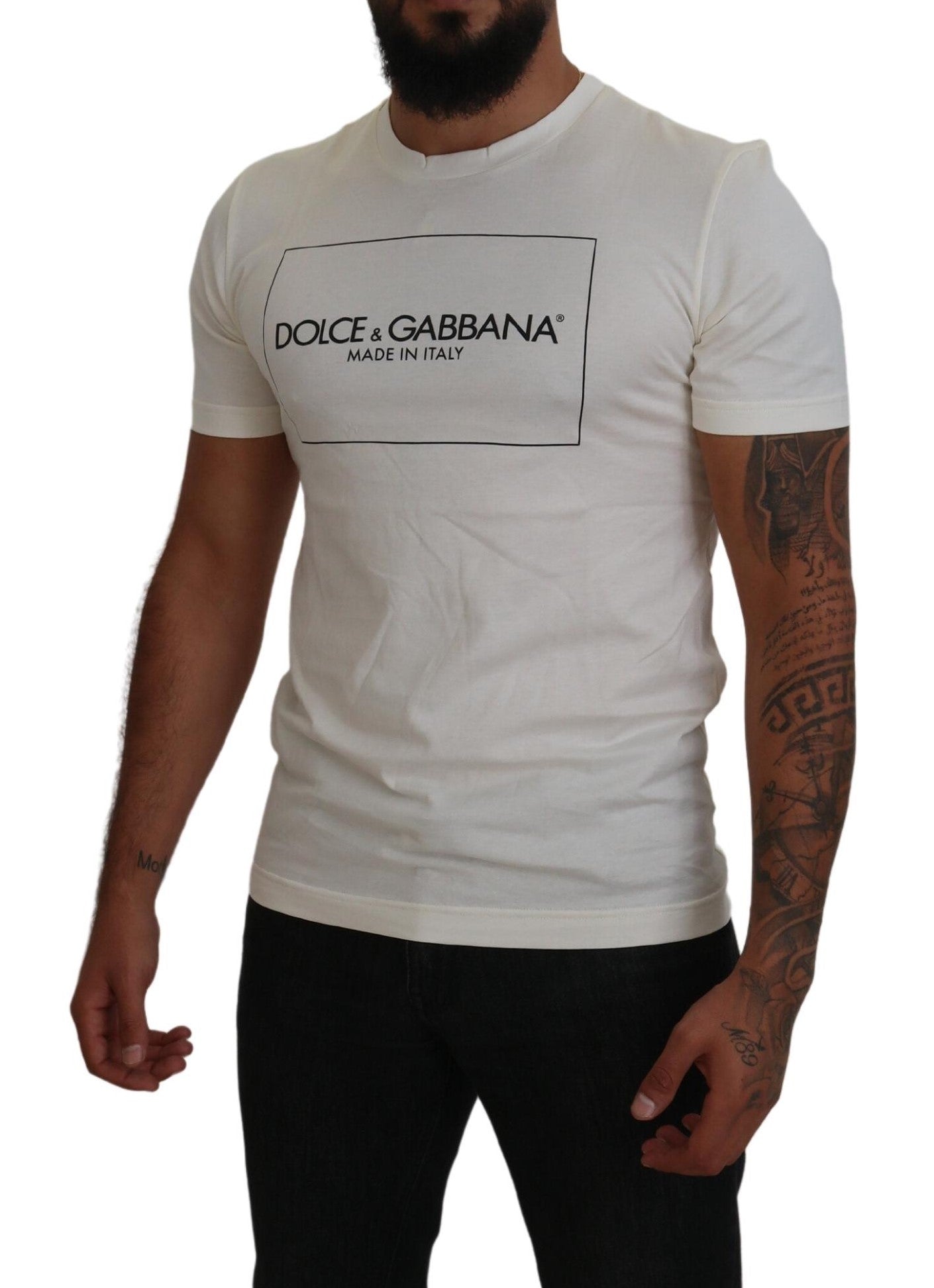 Dolce & Gabbana Elegant Off-White Crew Neck Tee