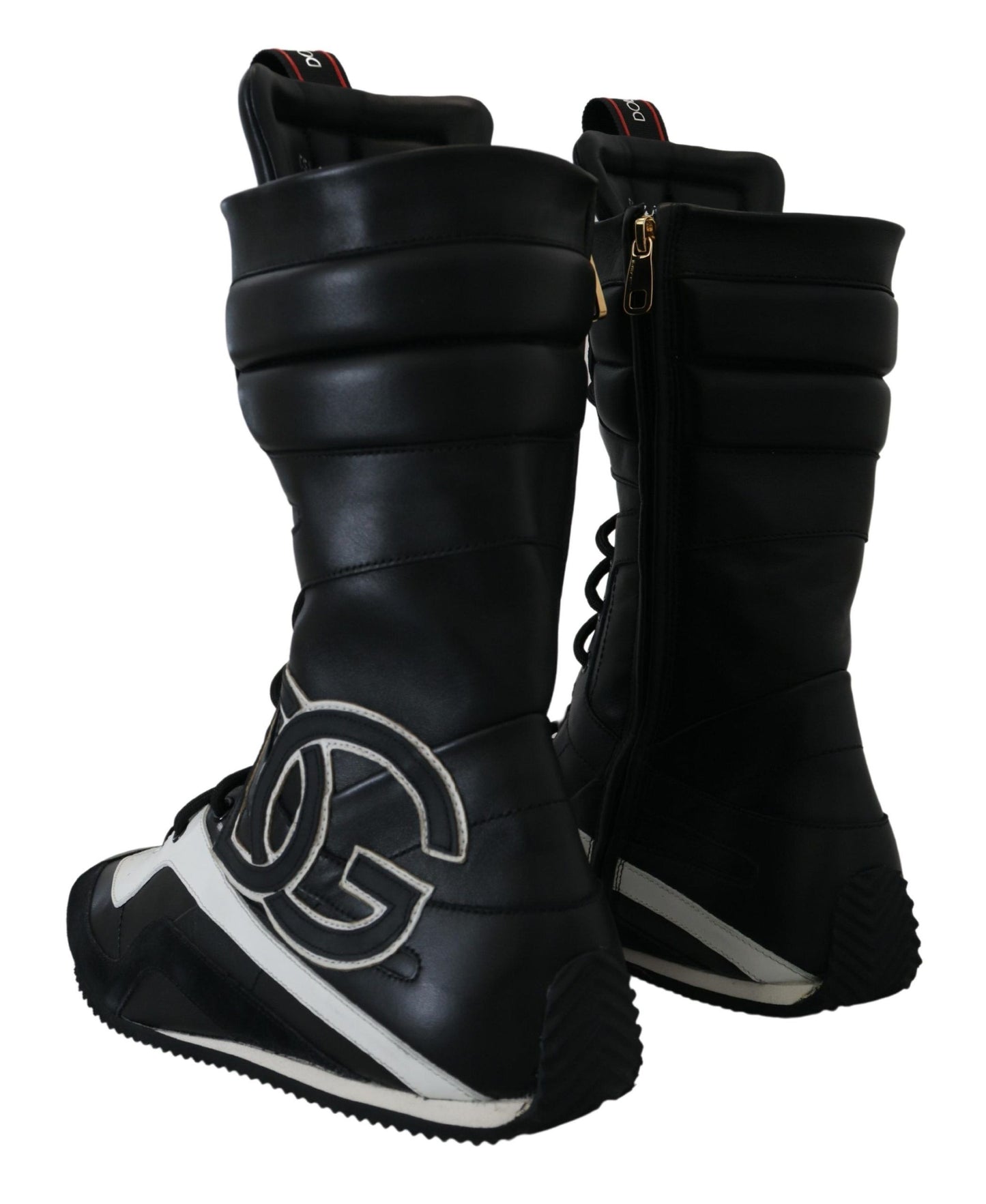 Dolce & Gabbana Elegant Black Leather High-Top Sneakers