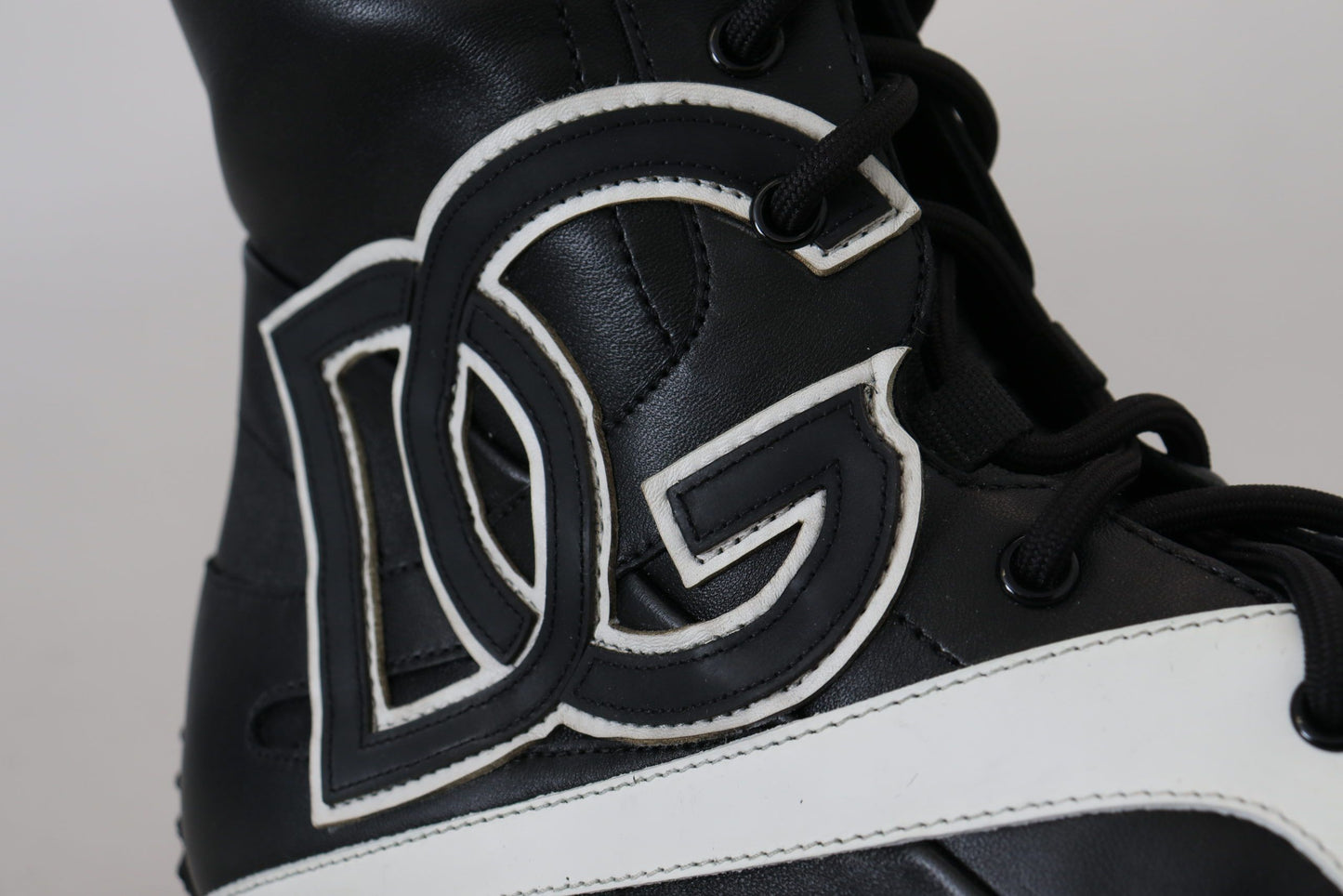 Dolce & Gabbana Elegant Black Leather High-Top Sneakers