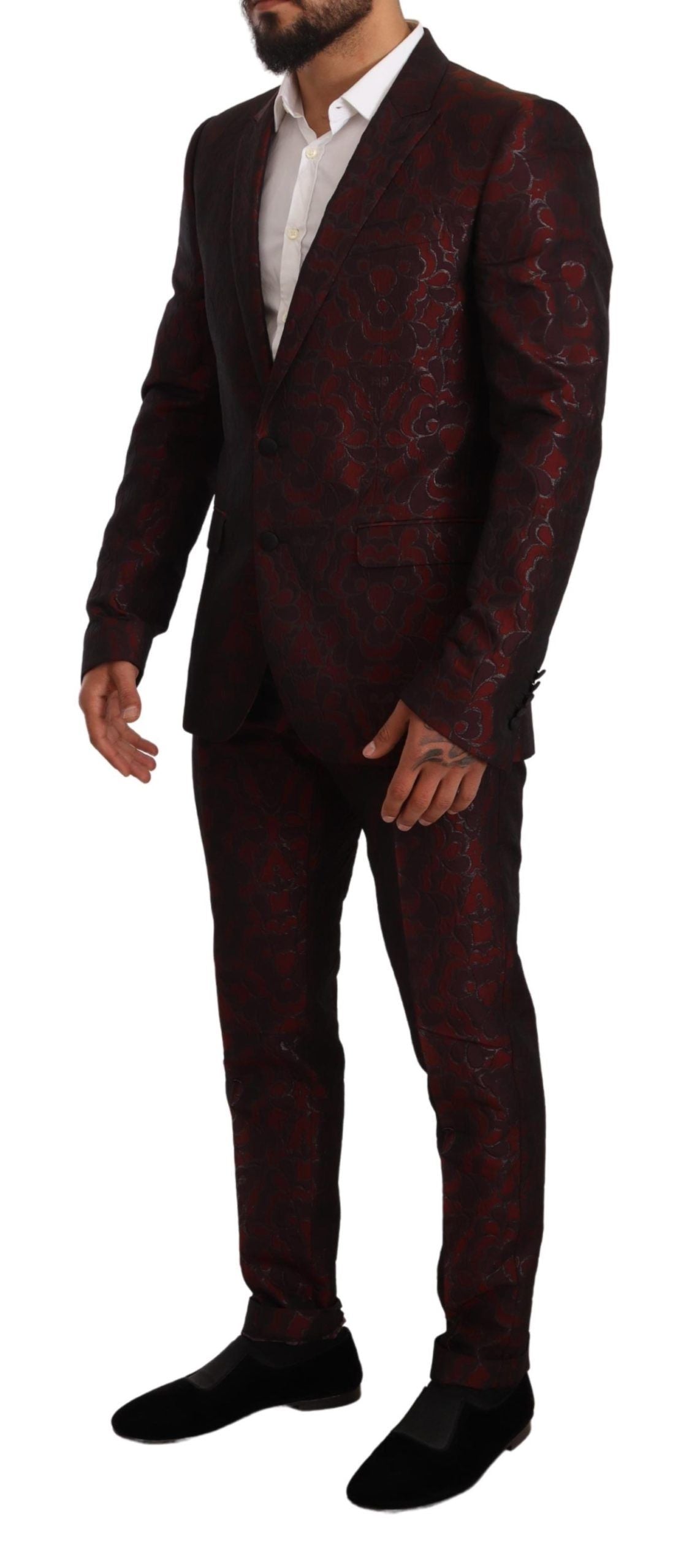 Dolce & Gabbana Elegant Red Martini Three Piece Suit