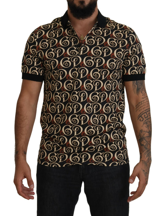 Dolce & Gabbana Chic Black Logo Print Polo Tee