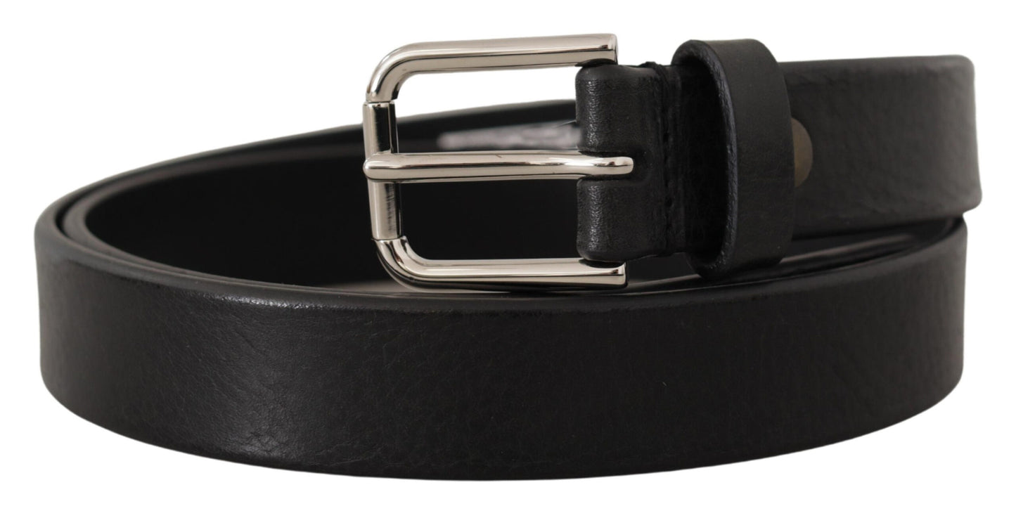 Dolce & Gabbana Elegant Leather Belt with Metal Buckle Closure