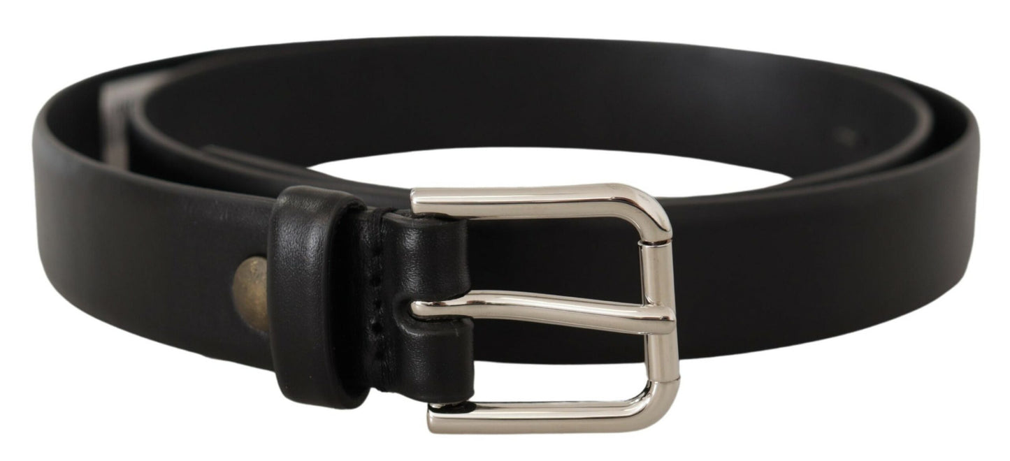 Dolce & Gabbana Elegant Black Leather Belt with Metal Buckle