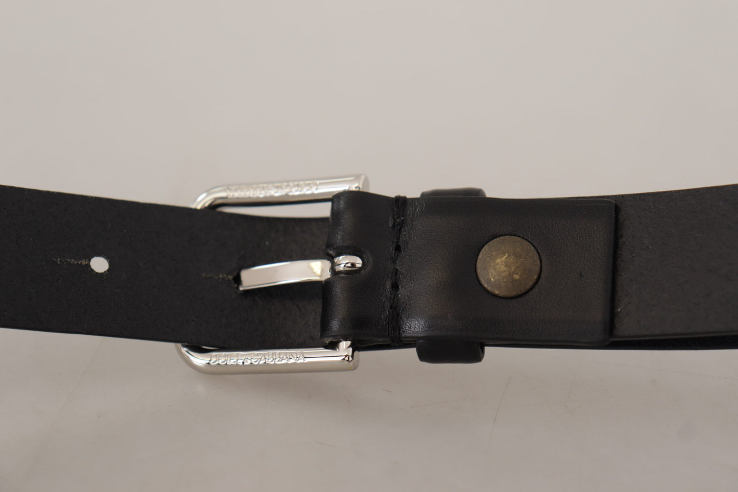 Dolce & Gabbana Elegant Black Leather Belt with Metal Buckle