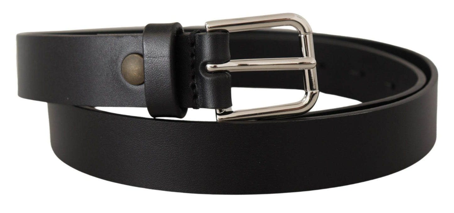 Dolce & Gabbana Elegant Black Leather Belt with Metal Buckle