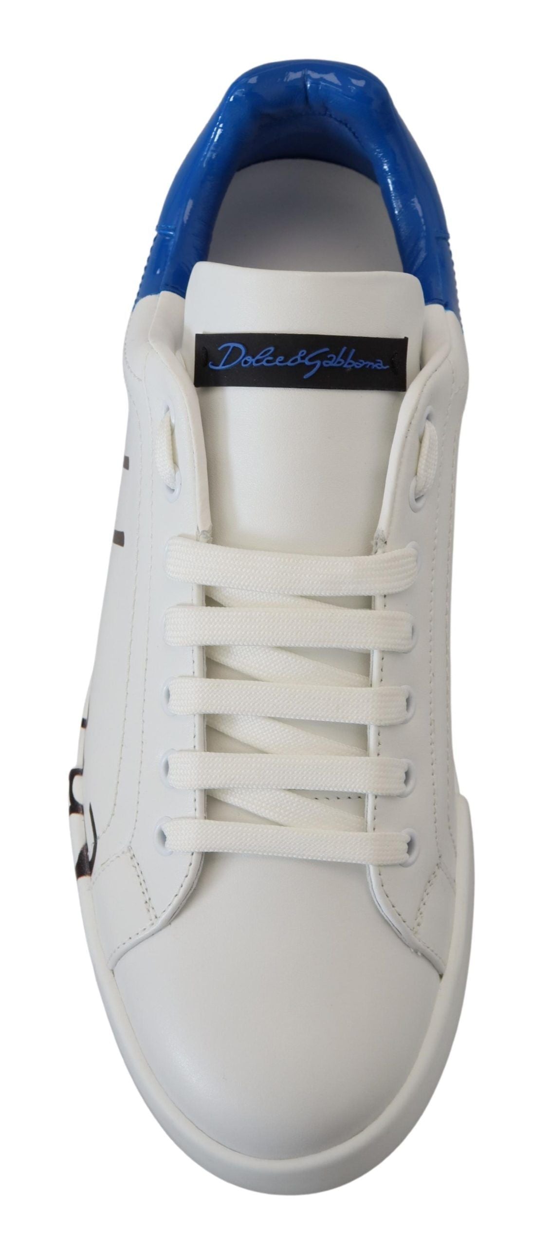 Dolce & Gabbana Elegant White and Blue Leather Sneakers