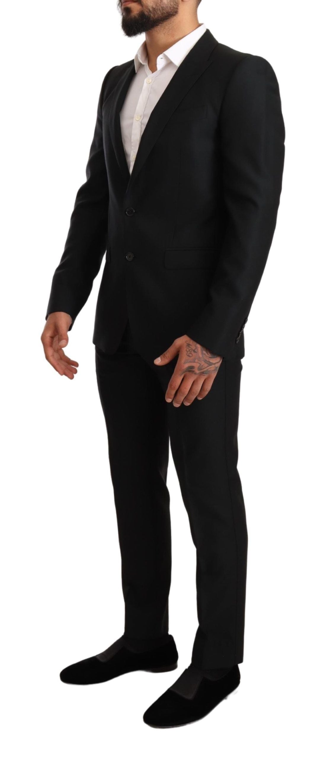 Dolce & Gabbana Sleek Black Virgin Wool Martini Suit