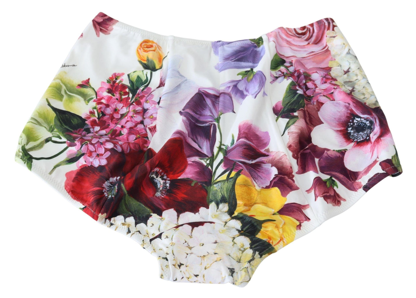 Dolce & Gabbana Elegant White Floral High Waist Bikini Bottom