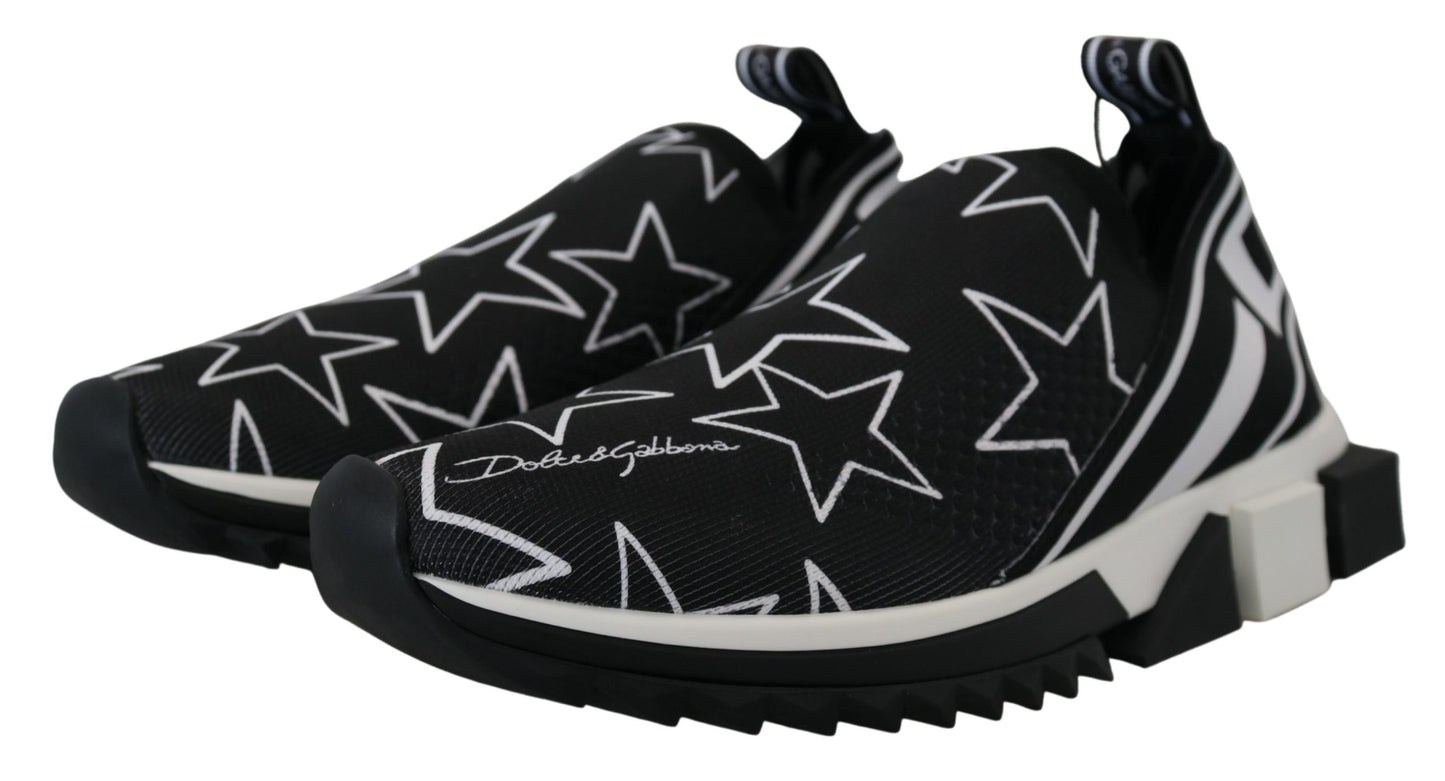 Dolce & Gabbana Star-Studded Sorrento Sneakers in White & Black