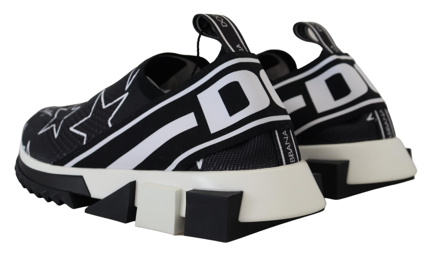 Dolce & Gabbana Star-Studded Sorrento Sneakers in White & Black