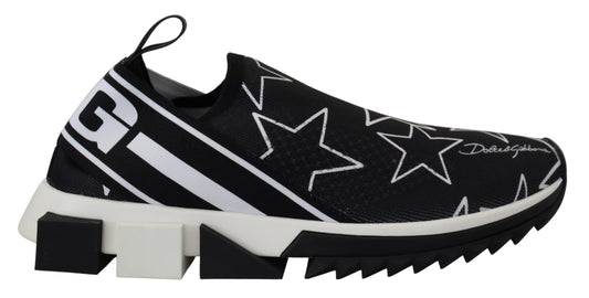 Dolce & Gabbana Star-Studded Sorrento Sneakers in White & Black