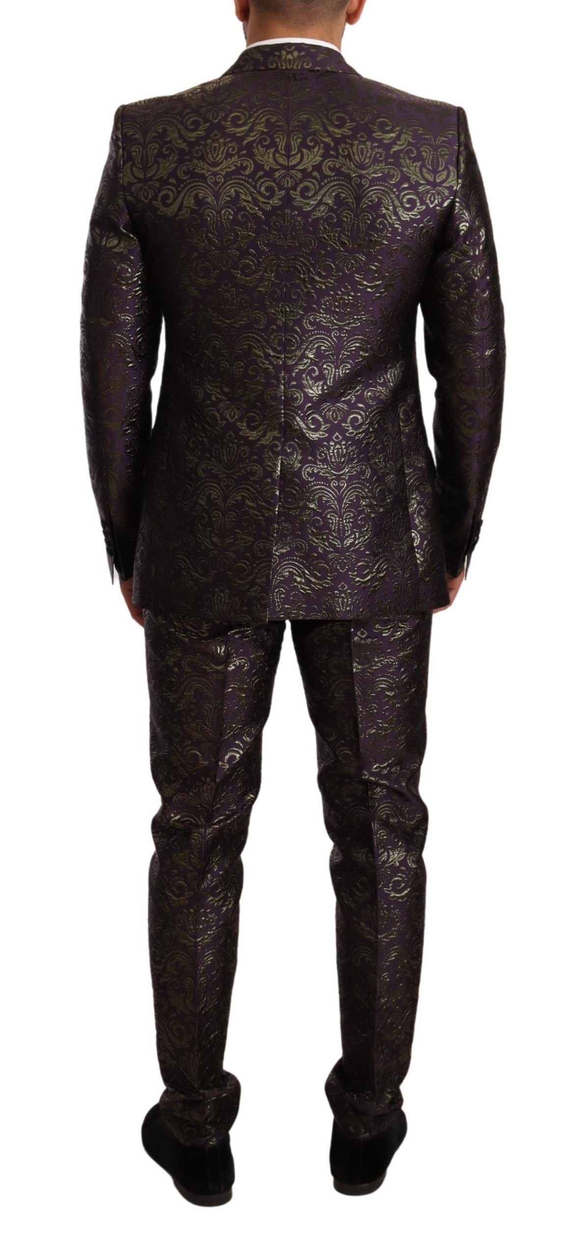 Dolce & Gabbana Exquisite Purple Brocade Three Piece Suit