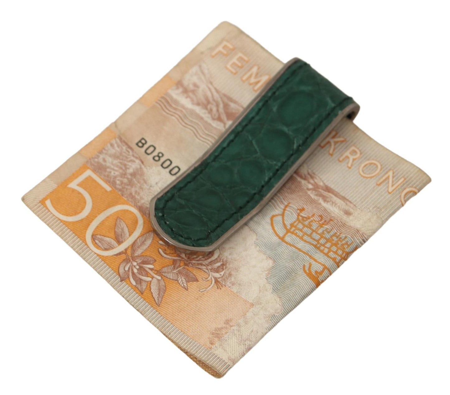 Dolce & Gabbana Elegant Green Leather Money Clip