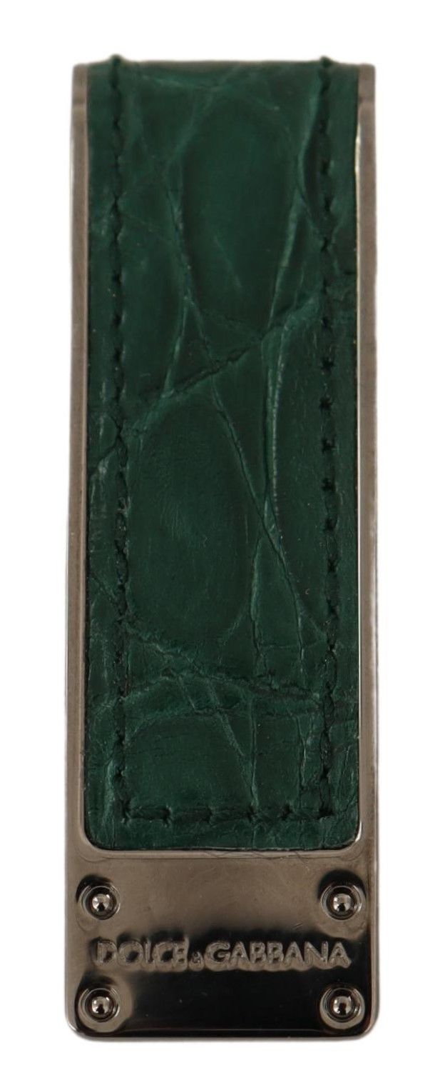 Dolce & Gabbana Elegant Green Leather Money Clip