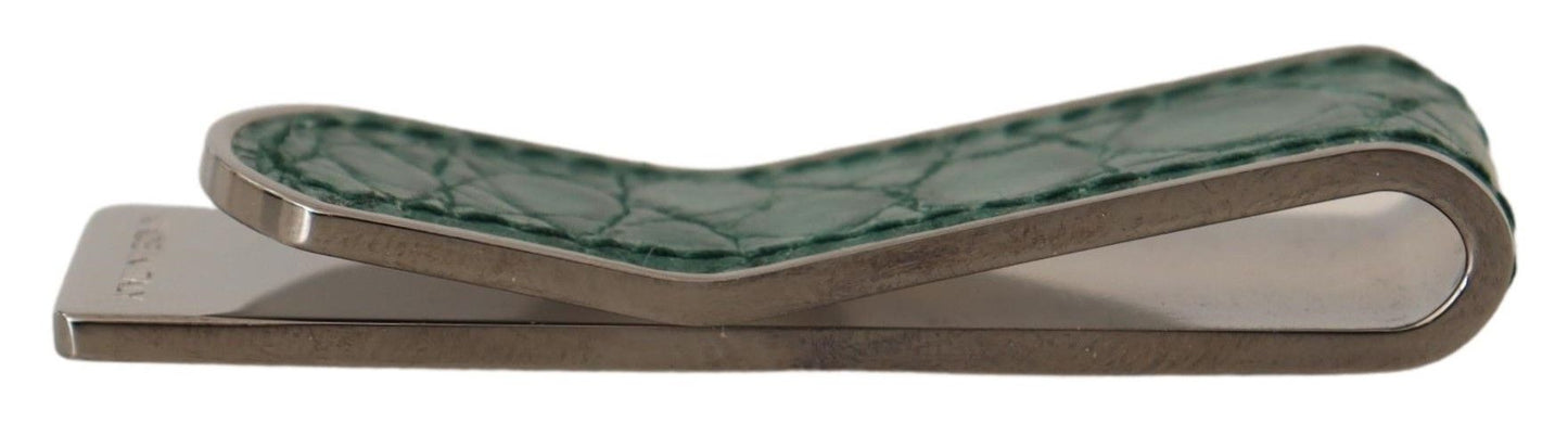 Dolce & Gabbana Elegant Green Leather Money Clip