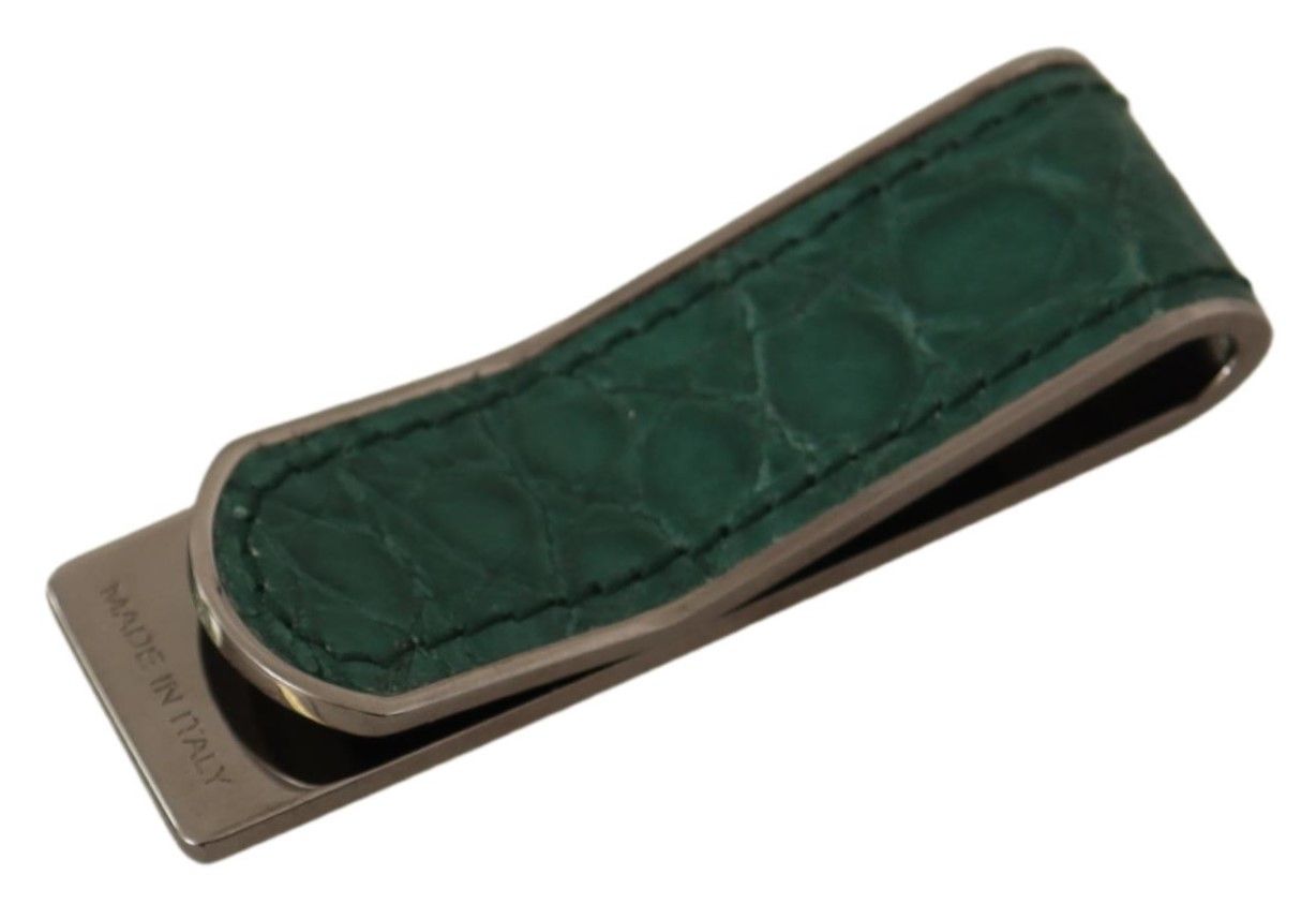 Dolce & Gabbana Elegant Green Leather Money Clip