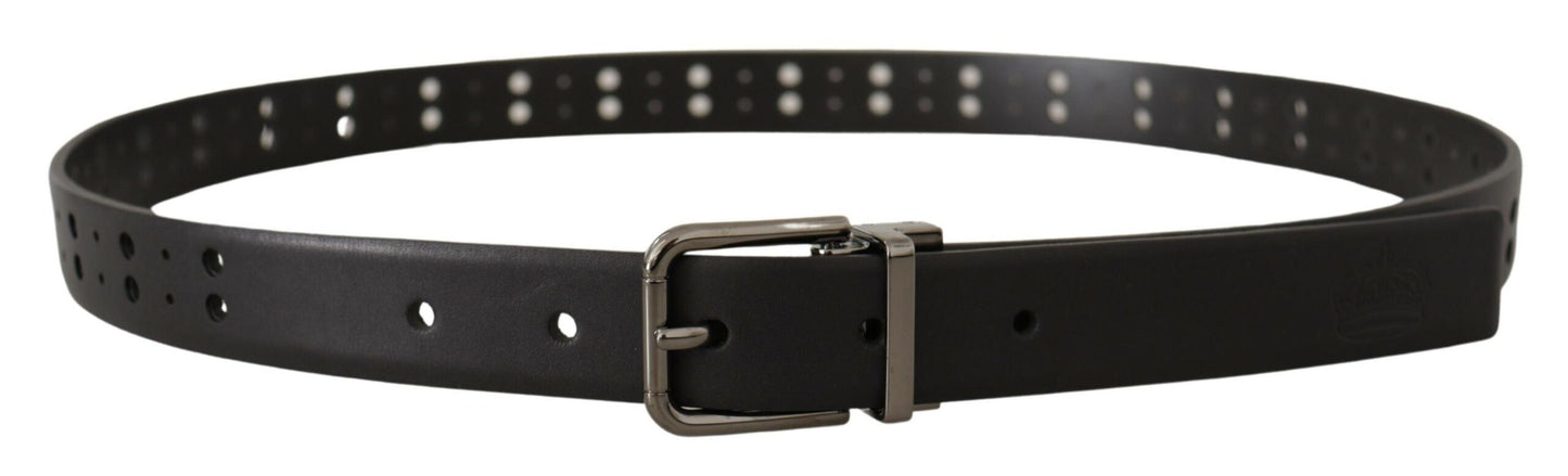 Dolce & Gabbana Elegant Black Leather Belt with Metal Buckle