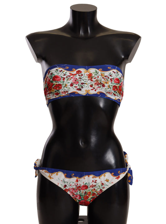 Dolce & Gabbana Elegant Floral Bandeau Bikini Set