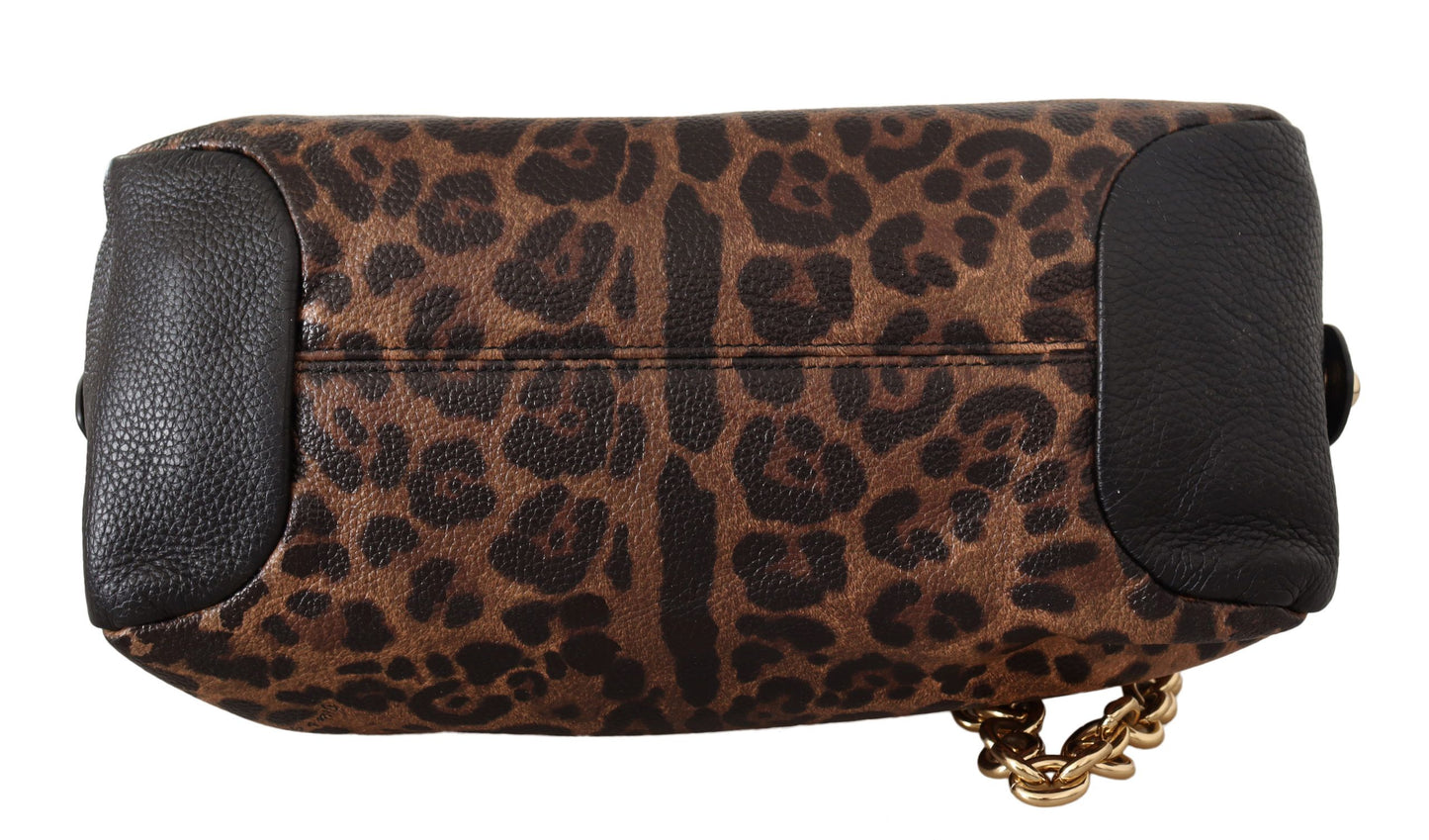 Dolce & Gabbana Elegant Leopard Sicily Shoulder Bag