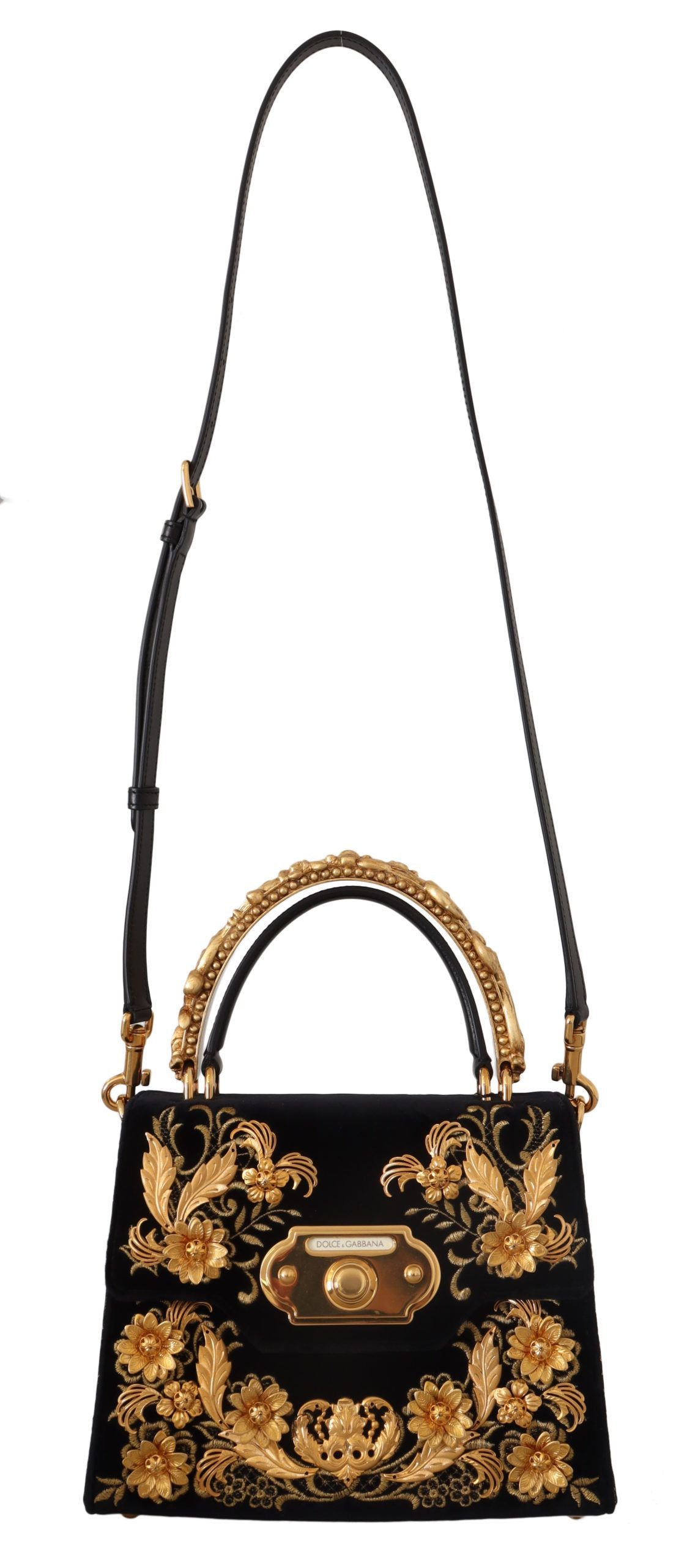 Dolce & Gabbana Elegant Black Brocade Hand Shoulder Bag