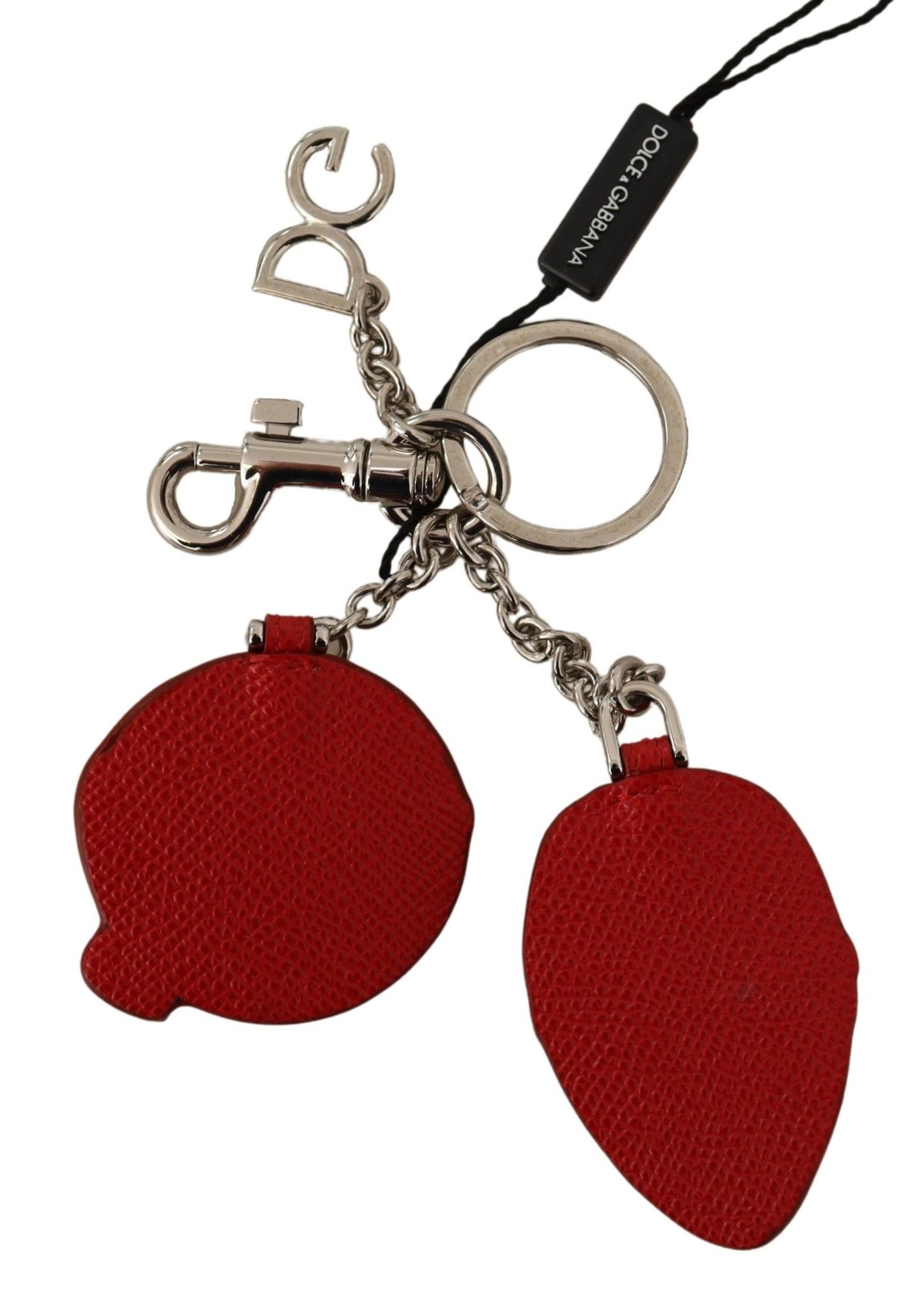 Dolce & Gabbana Elegant Beige Leather Keyring with Dazzling Accents