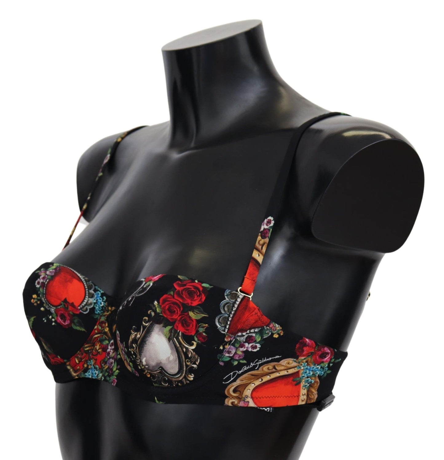 Dolce & Gabbana Chic Floral Heart Print Bikini Top