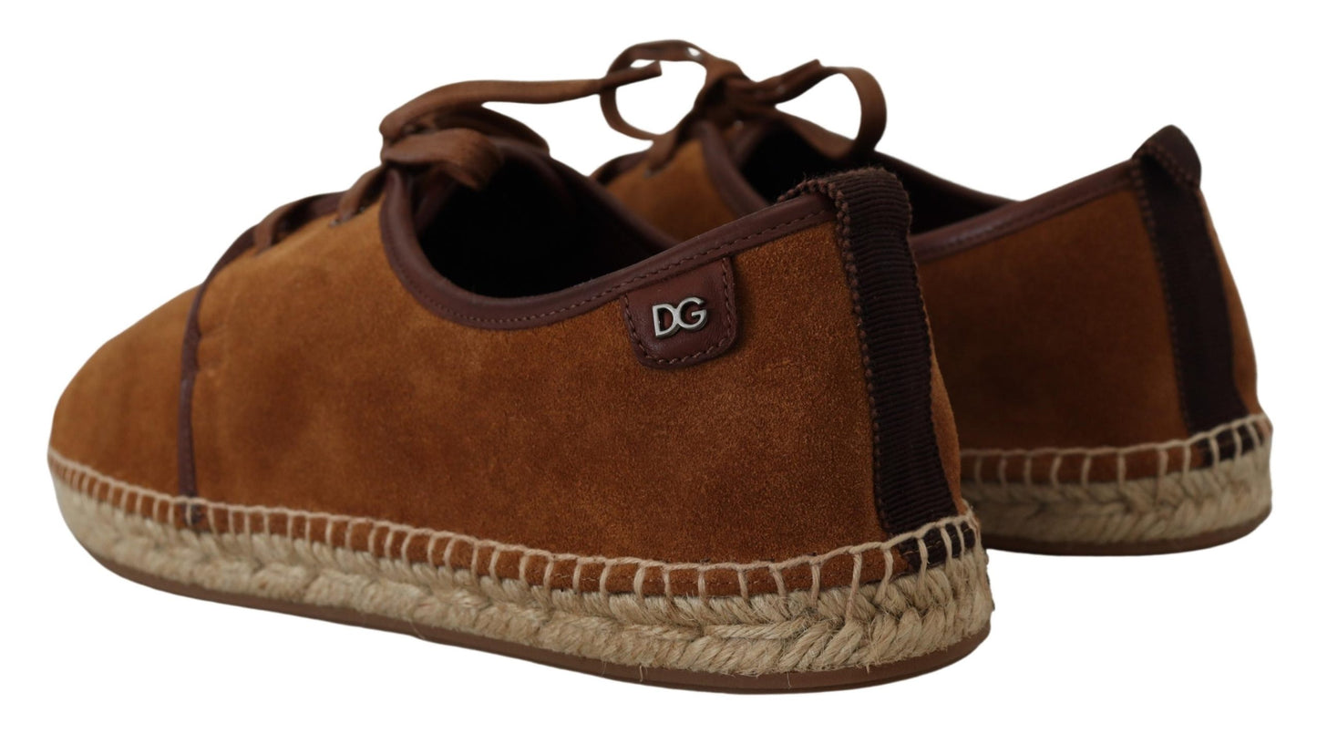 Dolce & Gabbana Elegant Brown Leather Casual Sneakers