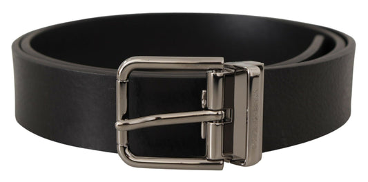 Dolce & Gabbana Elegant Black Leather Belt with Metal Buckle