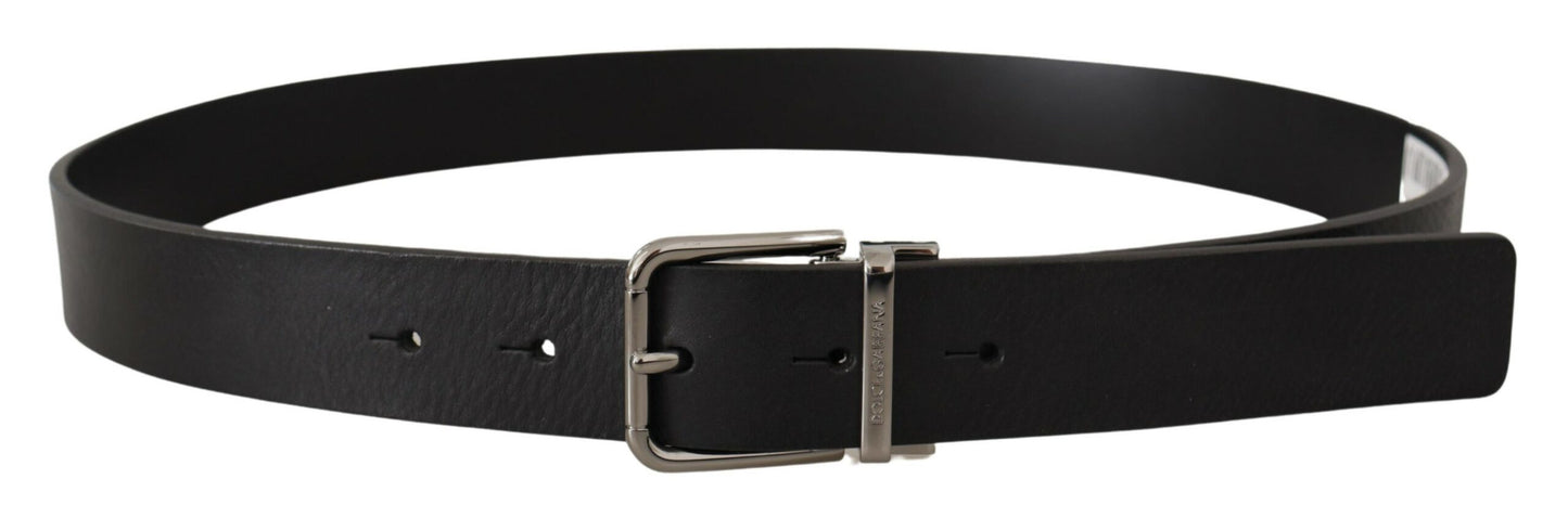 Dolce & Gabbana Elegant Black Leather Belt with Metal Buckle